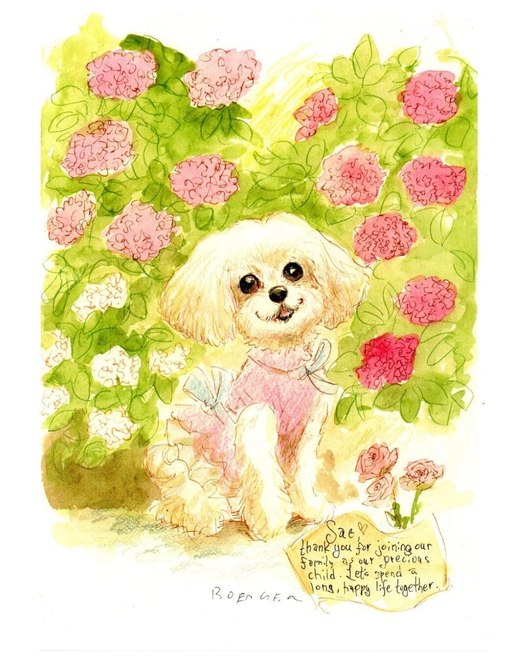 アンディ・バーガー絵本の1ページ愛犬似顔絵イベント